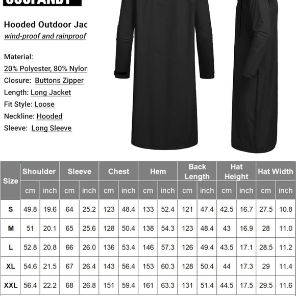 Raincoat black plus size XXL - XXXL unisex - Picture 2 of 15